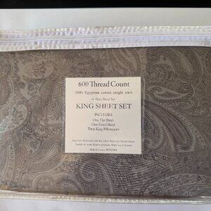 Amain Home King Sheet Set Egyptian Cotton NEW Gray/Brown
